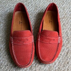 Mercanti Fiorentini Red Suede Penny Driver Loafers Size 8